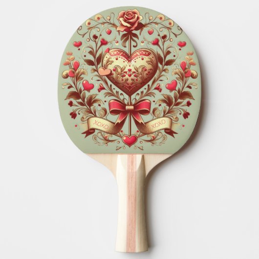 hart Valentijnsdag xoxo Tafeltennisbatje (Voorkant)