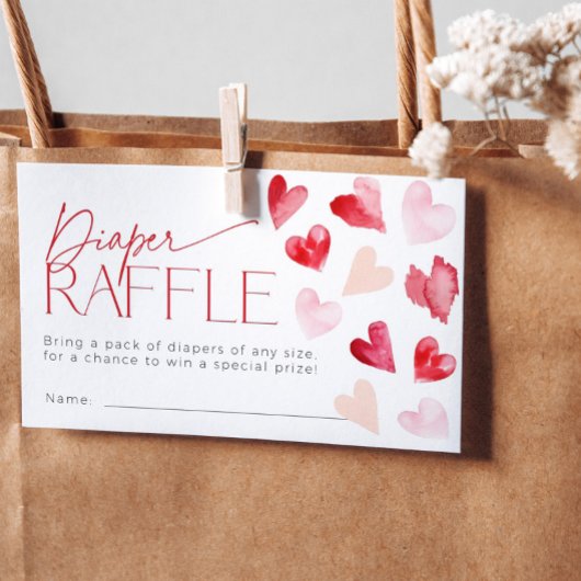Hart Valentijnse Luier Raffle Ticket Baby shower Informatiekaartje