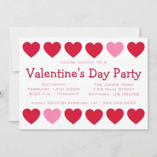 Hart Valetinedag (rood / roze) Kaart (Voorkant)