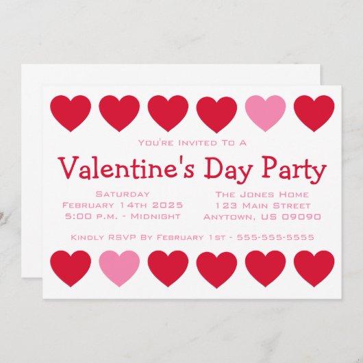 Hart Valetinedag (rood / roze) Kaart (Voorkant / Achterkant)
