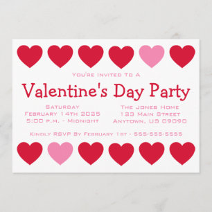 Hart Valetinedag (rood / roze) Kaart