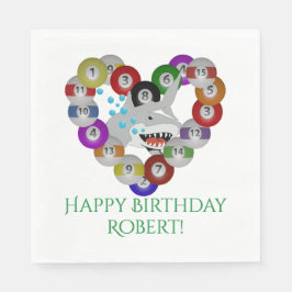 Hart van biljart Happy Birthday Shark Servet