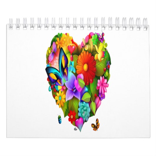 Hart van bloemen en vlinders kalender (Hoes)