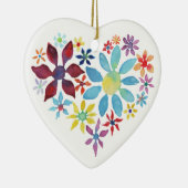 Hart van bloemen (enkelzijdig - leeg achteraan) keramisch ornament (Rechts)