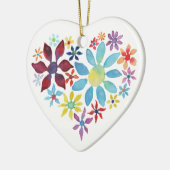 Hart van bloemen (enkelzijdig - leeg achteraan) keramisch ornament (Links)