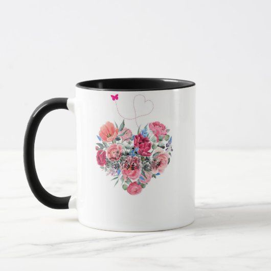 Hart van bloemen - watercolor boeket mok (Links)