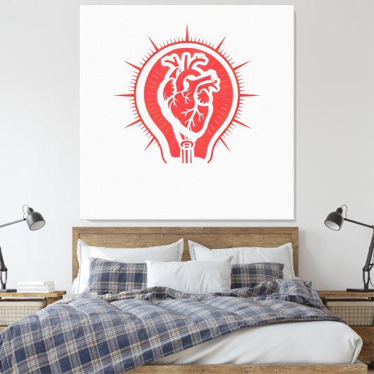 Hart van Briljantheid - Anatomische Hart Lamp C Canvas Afdruk (Insitu (Slaapkamer))