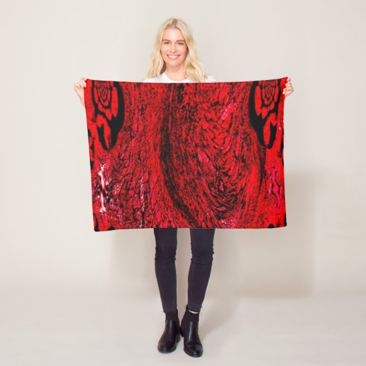 Hart van Chaos – Oneindige Rode Spiraal Fleece Deken (In situ)