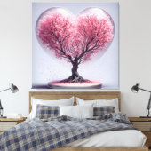 Hart van Cherry Blossoms Canvas Afdruk (Insitu (Slaapkamer))