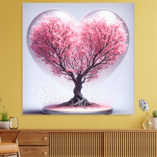 Hart van Cherry Blossoms Canvas Afdruk (Insitu (Woonkamer))