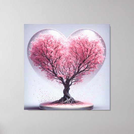 Hart van Cherry Blossoms Canvas Afdruk (Voorkant)
