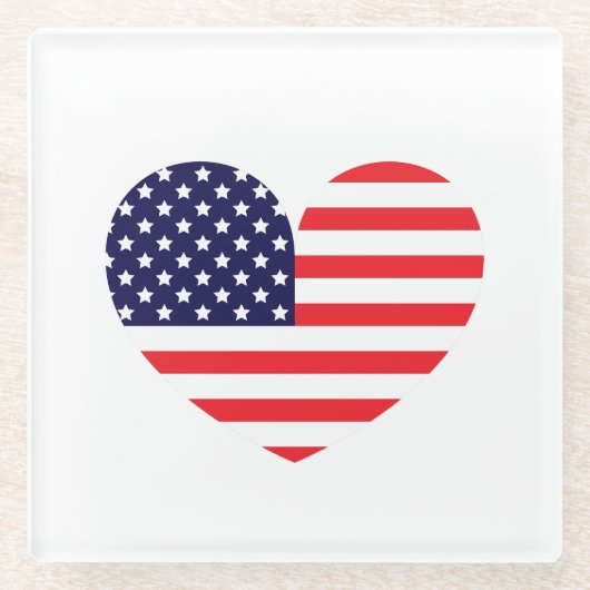 Hart van de Amerikaanse vlag Glazen Onderzetter (Voorkant)