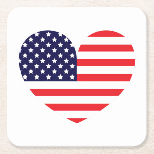 Hart van de Amerikaanse vlag Kartonnen Onderzetters