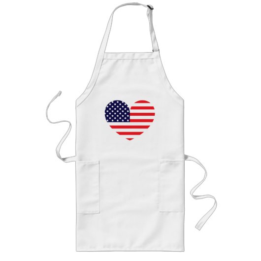 Hart van de Amerikaanse vlag Lang Schort (Voorkant)