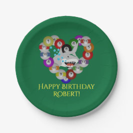 Hart van de Billiardbekkens Birthday Shark Papieren Bordje
