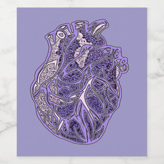 Hart van de geliefden wijn etiket (Enkel label)