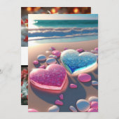 Hart van de Kust: Glitterende Strandbruiloft Kaart (Voorkant / Achterkant)