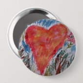 Hart van de planetbadge ronde button 4,0 cm (Voorkant /achterkant)