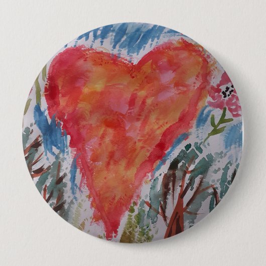 Hart van de planetbadge ronde button 4,0 cm (Voorkant)