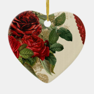 hart van de rozen porseleinen ornament