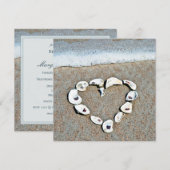 Hart van de Seashells op het strand Vrijgezellenfe Kaart (Voorkant / Achterkant)