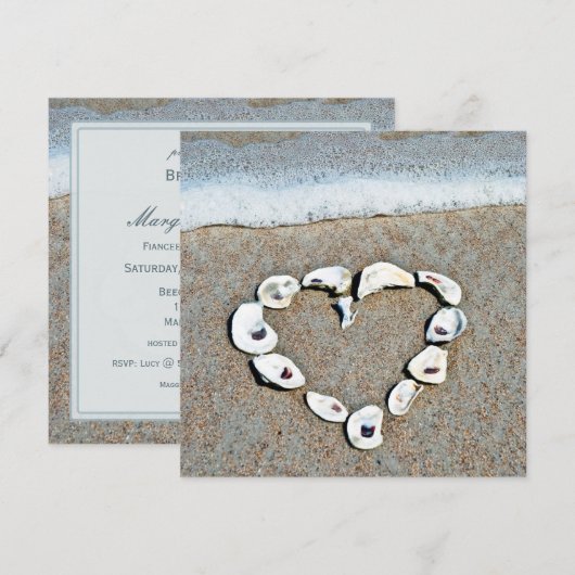 Hart van de Seashells op het strand Vrijgezellenfe Kaart (Voorkant / Achterkant)