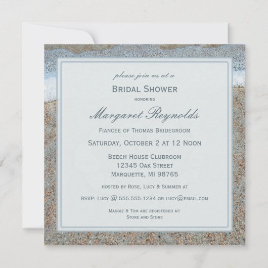 Hart van de Seashells op het strand Vrijgezellenfe Kaart (Achterkant)