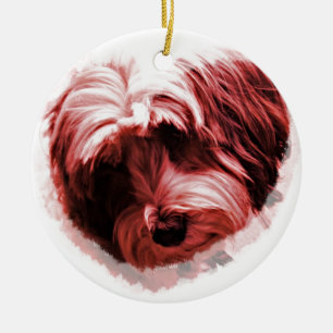 Hart van de Tibetaanse Terrier Keramisch Ornament