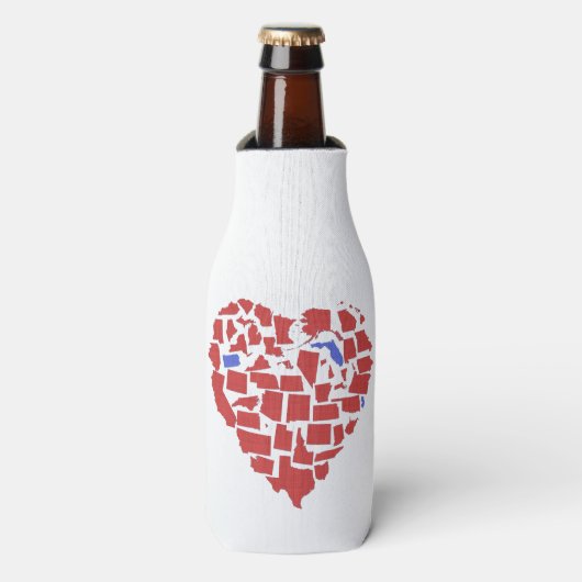 Hart van de Verenigde Staten Staten NJ PA FL in ro Flesjeskoeler (Fles Voorkant)