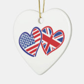 Hart van de vlaggen van de VS en het VK Keramisch Ornament (Links)