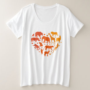 Hart van dieren, Cadeau voor dierenliefhebbers Grote Maat T-shirt