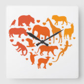Hart van dieren, Cadeau voor dierenliefhebbers Vierkante Klok (Voorkant)