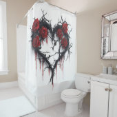 Hart van doornen en Rozen Douchegordijn (In situ)