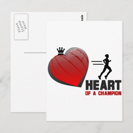 Hart van een Champion Running Briefkaart (Voorkant / Achterkant)