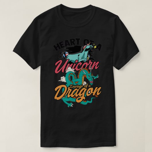 Hart van een eenhoornkomstplaats van een draak Sar T-shirt (Design voorkant)