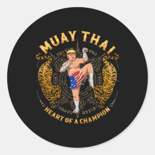 Hart Van Een Kampioen - Kickboksen En Muay Thai Ec Ronde Sticker