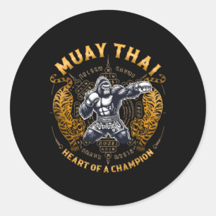 Hart Van Een Kampioen - Kickboksen En Muay Thai St Ronde Sticker