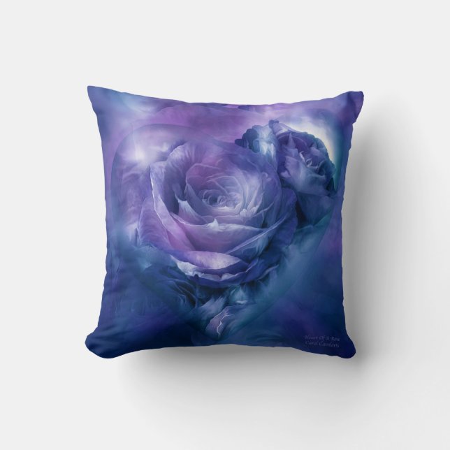 Hart van een Roos Lavender Blue Art Designer Pillo Kussen (Voorkant)