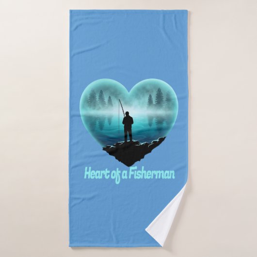 Hart van een visser badhanddoek (Badhanddoek)