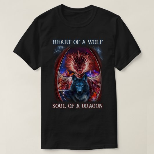 Hart van een wolvensoep van een draak t-shirt (Design voorkant)