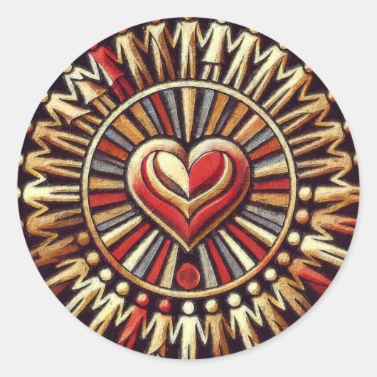 Hart van Eenheid: Weltfrieden - World Peace Sticke Ronde Sticker (Voorkant)