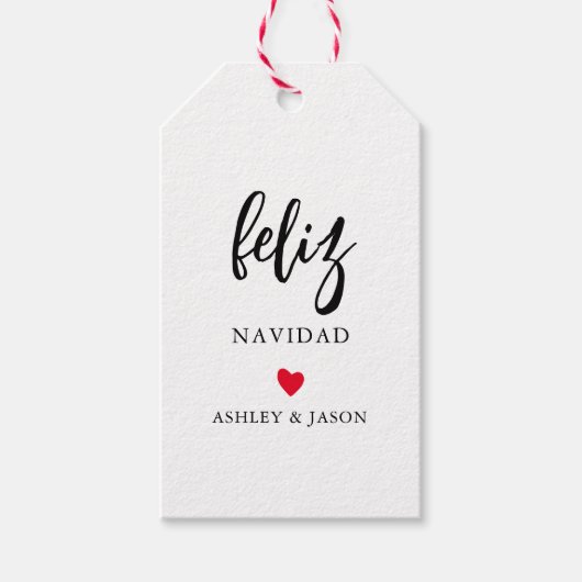 Hart van elke kleur Feliz Navidad, minimalistisch  Cadeaulabel (Voorkant)