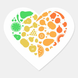 Hart van fruit en groenten - Groot Vegan Gift Hart Sticker