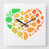 Hart van fruit en groenten - Groot Vegan Gift Vierkante Klok (Voorkant)