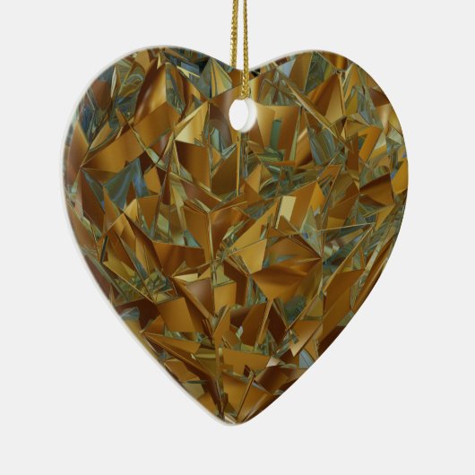 hart van goud keramisch ornament (Rechts)