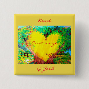 hart van goud op maat vierkante button 5,1 cm