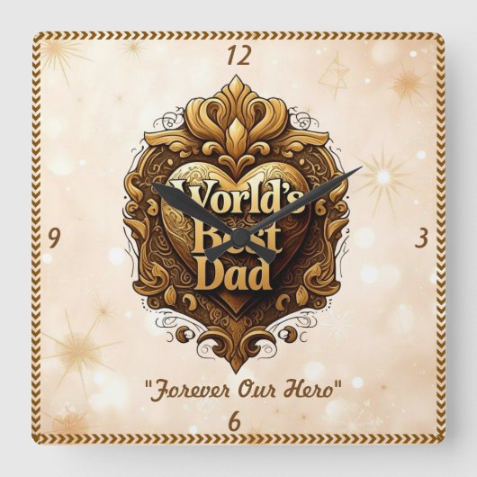 "Hart van Goud" Vierkante Klok (Voorkant)