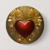 Hart van Gouden Button" Ronde Button 7,6 Cm (Voorkant)