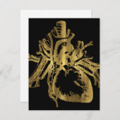 Hart van Goudfolie Textuur Lupercalia Valentijns Feestdagenkaart (Voorkant / Achterkant)