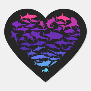 Hart van haaienhaaien Lover Colorful Zee Life Sticker
